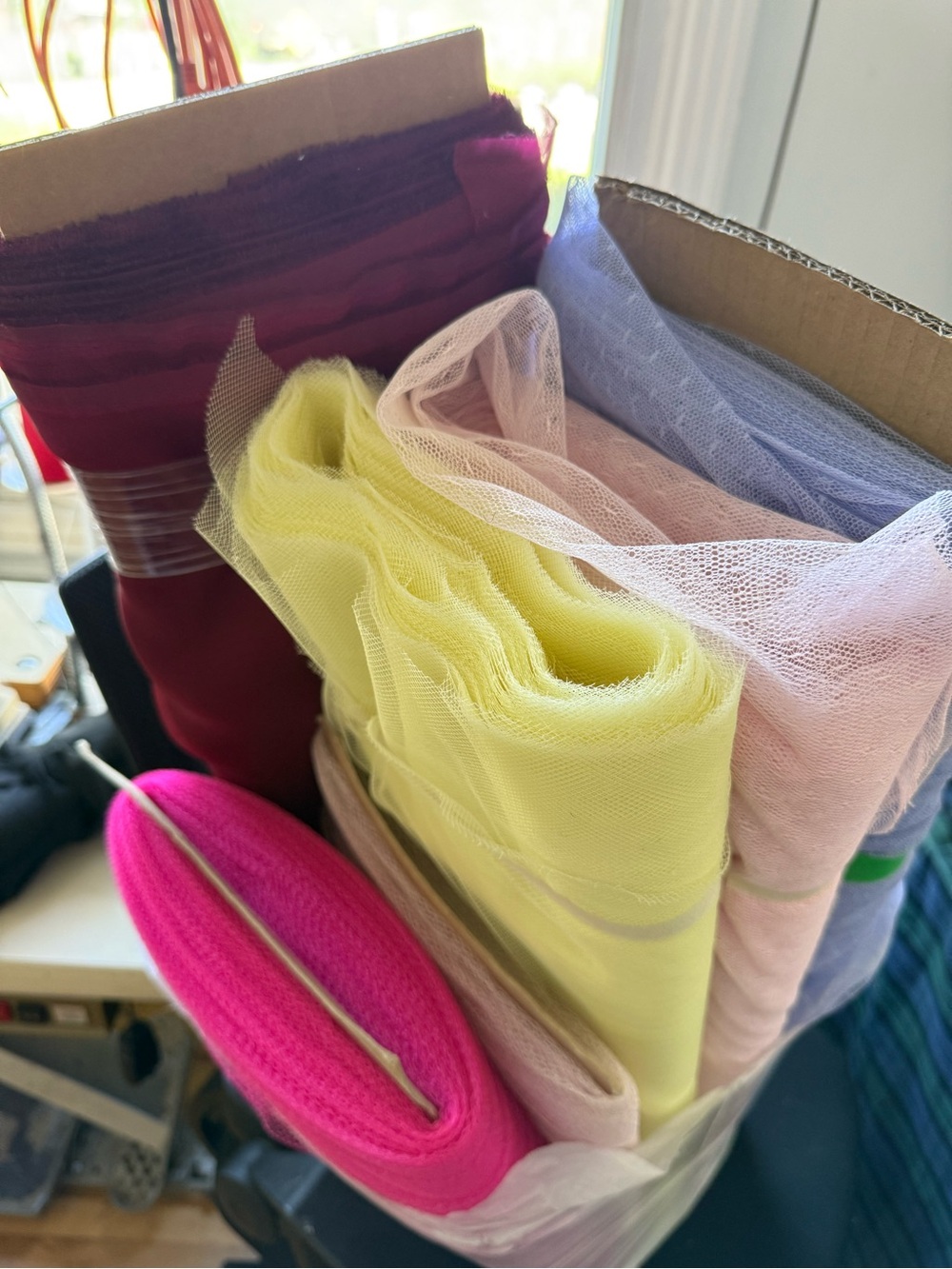 Colorful Tulle Fabric Bundle - Pink, Yellow, Lavender, Burgundy| 1M-3$